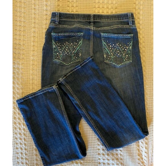Wrangler Denim - Wrangler Shiloh Womens Jeans Size 15 / 16 X 36 Distressed Denim Boot Cut Rodeo!